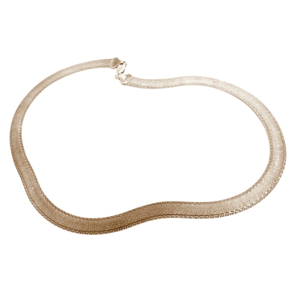 Heavy‎ Flat Herringbone Vintage Sterling Silver Chain Necklace*25g*MILOR*18"